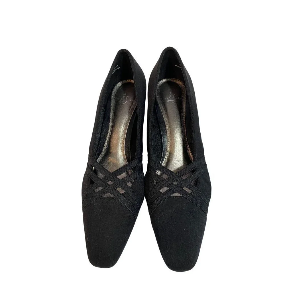 Life Stride‎ Shoes Women's 8 M Sofia Crossover Pump Slip On Black Fabric